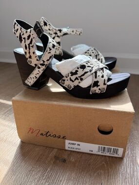 Matisse White and Black Spot Platform Sandals